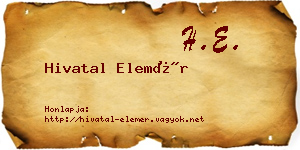 Hivatal Elemér névjegykártya